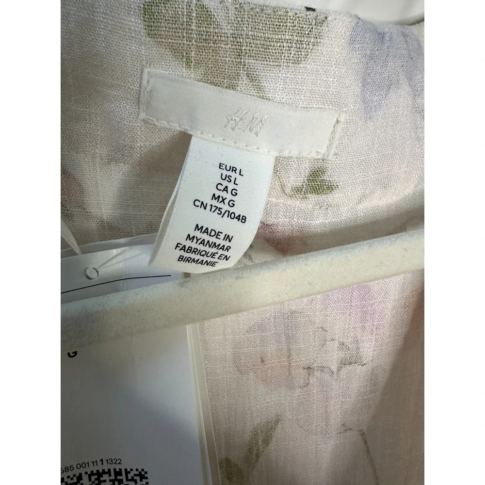 NWT H&M Floral Wrap Dress Large Fairy Botanical LS Feminine Brunch Wedding Chic - Picture 7 of 16
